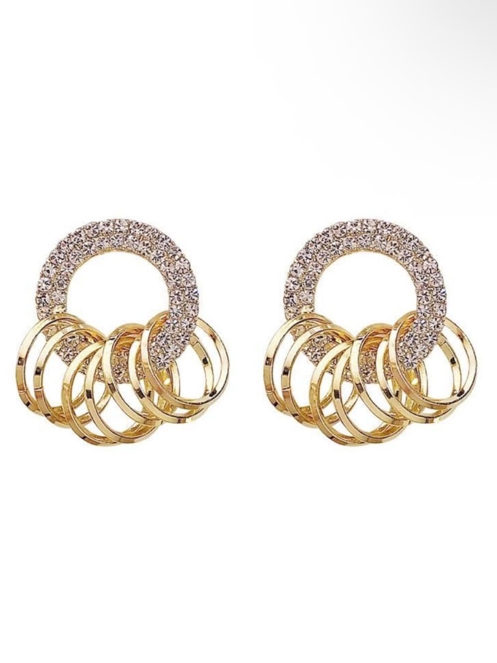 Gold Crystal Ring Drop Earrings A74